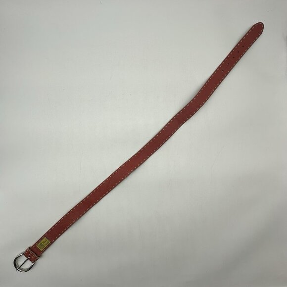 Fossil Women's Size Medium Orange Genuine Leather Thick Stitch Adjustable Belt - Picture 10 of 11